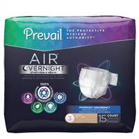 Prevail Air Overnight Adult Brief Tab Closure Size 3 Disposable Heavy Absorbency, NGX-014 - BAG OF 15