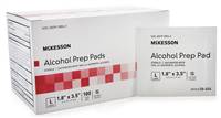 Alcohol Prep Pad, McKesson, Isopropyl Alcohol, 70% Isopropyl Alcohol, 70% Individual Packet Large , 1.8 X 3.5 Inch Sterile, 58-404 - Pack of 100