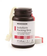McKesson Wound Packing Strip Cotton Iodoform 1/2 Inch X 5 Yard Sterile, 61-59245 - Case of 12