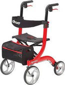 4 Wheel Rollator, Nitro, Red Adjustable Height Aluminum Frame, RTL10266 - EACH