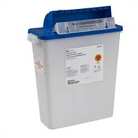 PharmaSafety Pharmaceutical Waste Container, Nestable 16-1/2 H X 13-3/4 W X 6 D Inch 3 Gallon White Base / Blue Lid Horizontal Entry Counterbalance Lid, 8836SA - Case of 10