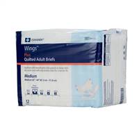 Wings Adult Brief Tab Closure Medium Disposable Heavy Absorbency, 66033 - Pack of 12