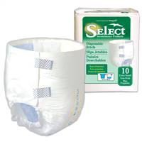 Select Adult Brief Tab Closure X-Small Disposable Heavy Absorbency, 3666 - Pack of 10