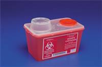 Monoject Sharps Container 1-Piece 17-7/10 H X 6-3/4 W X 10-1/2 D Inch 14 Quart Red Base / Translucent Lid Vertical Drop Chimney, 8881676434 - Case of 10
