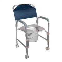 drive Commode / Shower Chair Fixed Arm Aluminum Frame 21 Inch Height, 11114KD-1 