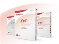 PolyMem Adhesive Strip 2 X 4 Inch Polyurethane / Film Rectangle Pink / White Sterile, 7042 - Case of 100