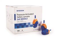Safety Lancet, McKesson, Fixed Depth Lancet Needle 1.8 mm Depth 26 Gauge Pressure Activated, 16-PASL26G - Case of 2000