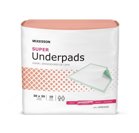 Underpad 30 X 30 Inch Moderate Absorbency, Disposable, McKesson - Case of 150