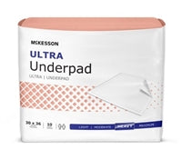Underpad McKesson Ultra 30 X 36 Inch Disposable Fluff/Polymer Heavy Absorbency