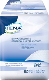 TENA Washcloth 10 X 13-1/4 Inch White Disposable, 74499 - Pack of 50
