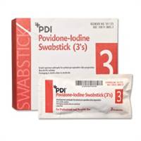 PDI PVP Iodine Impregnated Swabstick 3 Pack Individual Packet 10% Povidone-Iodine, S41125 - Pack of 25