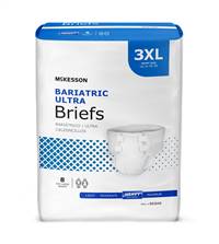 Adult Brief, McKesson Ultra Plus, Bariatric Tab Closure 3X-Large Disposable Heavy Absorbency, BRBAR - Pack of 8