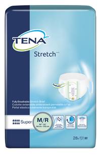 TENA Stretch Super Adult Brief Tab Closure Medium Disposable Heavy Absorbency, 67902 - Pack of 28