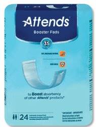 Attends Incontinence Booster Pad 4 X 13-1/2 Inch Light Absorbency Polymer One Size Fits Most Unisex Disposable, BST0180 - Pack of 30