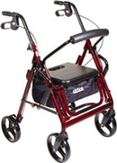 4 Wheel Rollator Duet Burgundy Folding Aluminum Frame 37 Inch, Drive 795BU - EACH