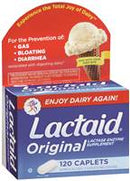 Lactaid Original Dietary Supplement Lactase Enzyme 3300 IU Strength Caplet 120 per Box Unflavored, 10300450080032 - SOLD BY: PACK OF ONE