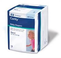 Curity Baby Diaper Tab Closure Size 6 Disposable Heavy Absorbency, 80058A - Pack of 18