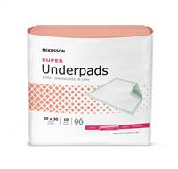 McKesson  Underpad, 30 X 30 Inch Disposable Fluff / Polymer Moderate Absorbency, UPMD3030-100 - Pack of 10