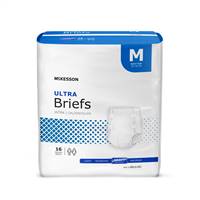 Adult Brief, McKesson Ultra, Tab Closure Medium Disposable Heavy Absorbency, BRULMD - Pack of 16