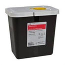 RCRA Waste Container, SharpSafety 10 H X 7-1/4 D X 10-1/2 W Inch 2 Gallon Black Base / White Lid Vertical Entry Hinged Lid, 8602RC - EACH