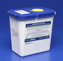 PharmaSafety Pharmaceutical Waste Container Nestable 10 H X 10-1/2 W X 7-1/4 D Inch 2 Gallon White Base / Blue Lid Vertical Entry Hinged Lid, 8820 - Case of 20
