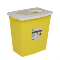 SharpSafety Chemotherapy Sharps Container 1-Piece 18-3/4 H X 18-1/4 W 12-3/4 D Inch 12 Gallon Yellow Base / White Lid Vertical Entry Sliding, 8934 - SOLD BY: PACK OF ONE
