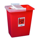 Sharps Container, 8 Gallon, Red, Hinged Lid, Multi-Purpose