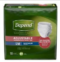 Depend Adjustable Adult Underwear, Tab Closure Small / Medium Disposable Heavy Absorbency, 49174 - Pack of 18