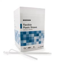 McKesson Flexible Drinking Straw 7-3/4 Inch White Individually Wrapped Individually Wrapped, 16-9550 - Box of 500