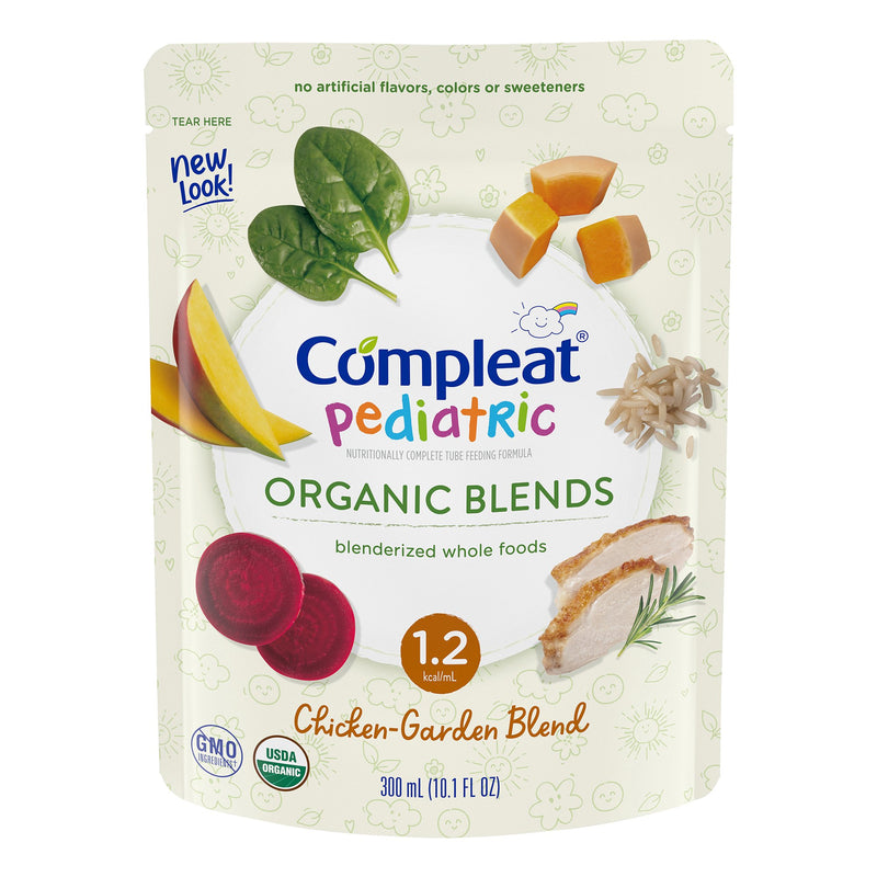 Compleat Pediatric Organic Blends, Tube-Feeding Formula/Oral Supplement, Chicken-Garden Flavor, Organic, Non-GMO, 10.1 oz., Nestle Healthcare Nutrition 00043900846422, 1 Count