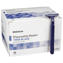 McKesson Twin-Blade Disposable Razor, Blue, McKesson Brand 16-RZ50, 1 Count