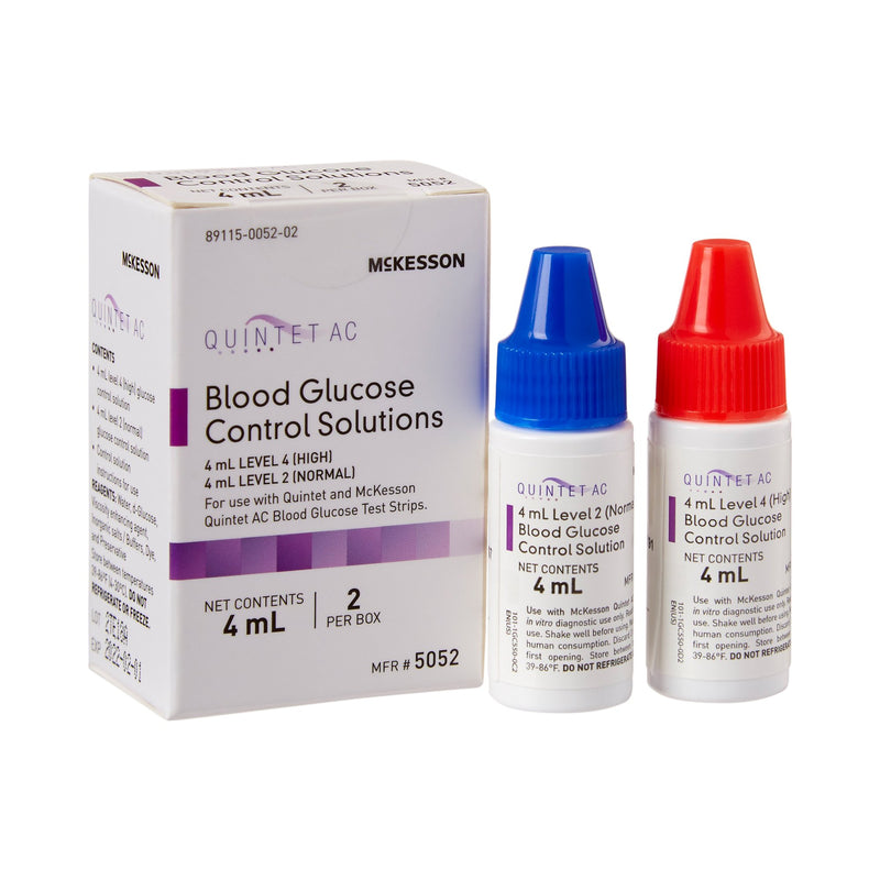 McKesson Quintet AC Glucose Control Solution, 4 mL, McKesson Brand 5052, 100 Count