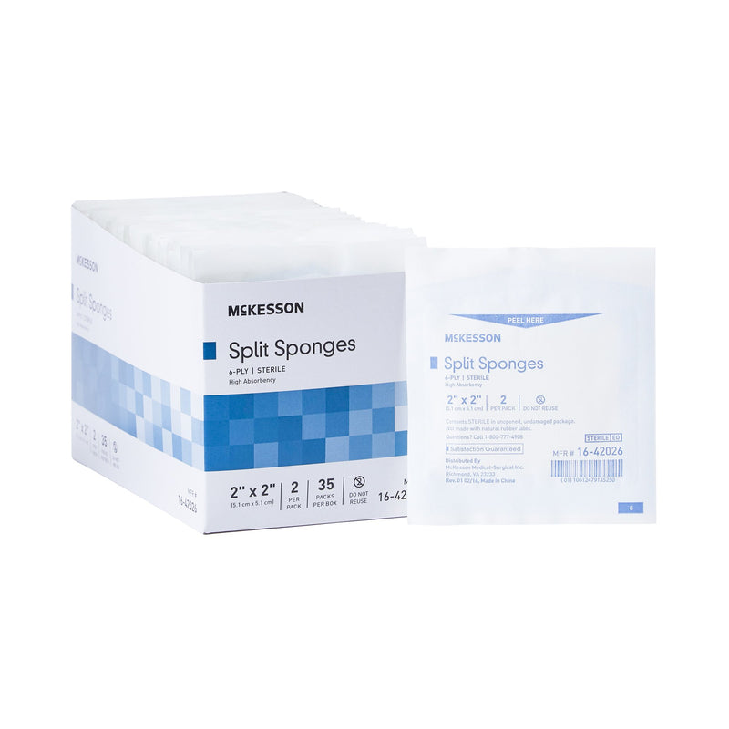 McKesson IV/Drain Split Dressing, 2 x 2 Inch, McKesson Brand 16-42026, 1 Count