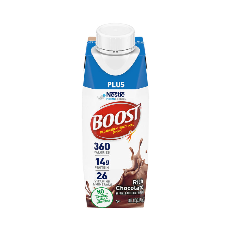 Boost Plus Chocolate Oral Supplement, 8 oz. Carton, Nestle Healthcare Nutrition 00043900651422, 24 Count