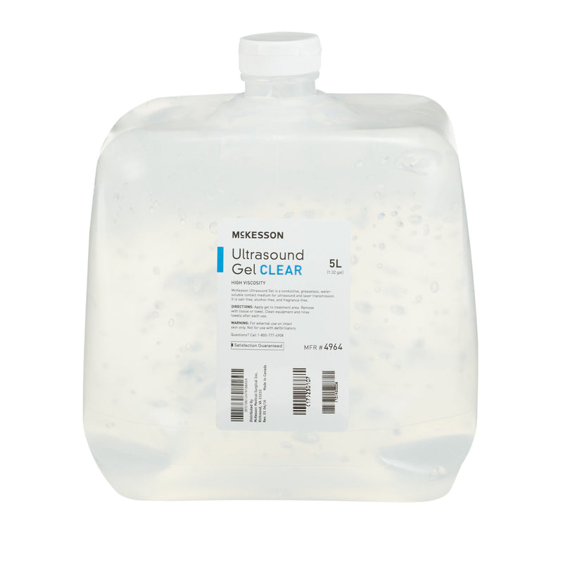 McKesson Ultrasound Gel, Clear, 5 Liters, Cubitainer, Ultrasound and Laser Transmission, McKesson Brand 4964, 4 Count