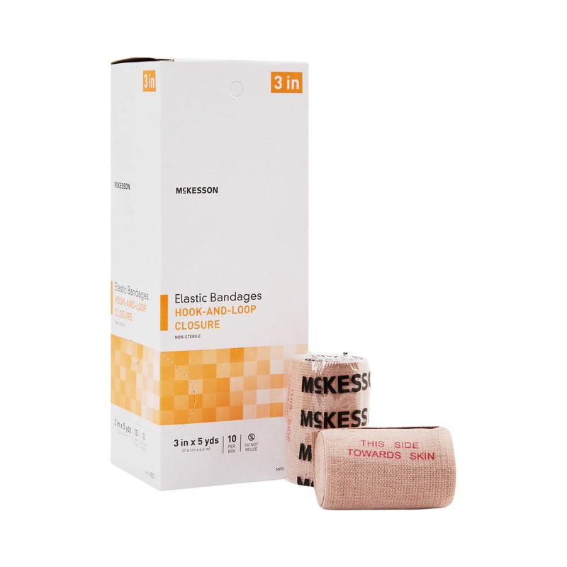 McKesson Hook and Loop Closure Elastic Bandage, 3 Inch x 5 Yard, McKesson Brand 053, 10 Count