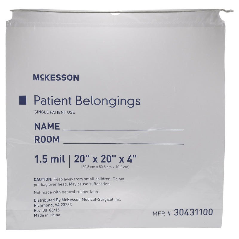 McKesson Patient Belongings Bag, Clear, McKesson Brand 30431100, 25 Count