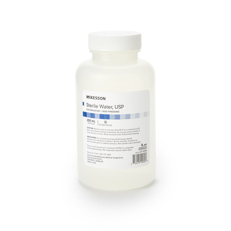 McKesson Sterile Water Irrigation Solution, 250 mL Bottle, McKesson Brand 37-6260, 1 Count