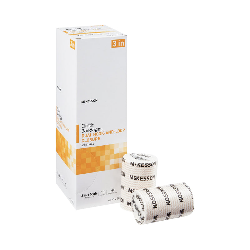McKesson Double Hook and Loop Closure Elastic Bandage, 3 Inch x 5 Yard, McKesson Brand 16-2033-3, 50 Count