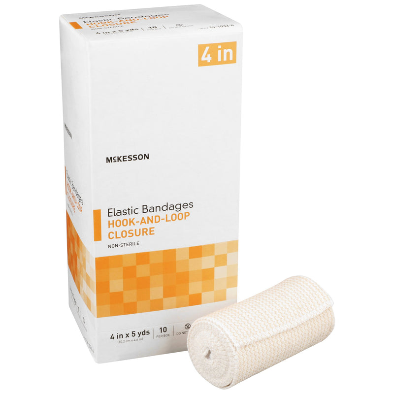 McKesson Hook and Loop Closure Elastic Bandage, 4 Inch x 5 Yard, McKesson Brand 16-1033-4, 1 Count
