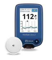 Continuous Blood Glucose Sensor Kit FreeStyle Libre 2 1 Second Results Stores up to 8 Hours No Coding Required, Abbott 71992-01, 1 Count