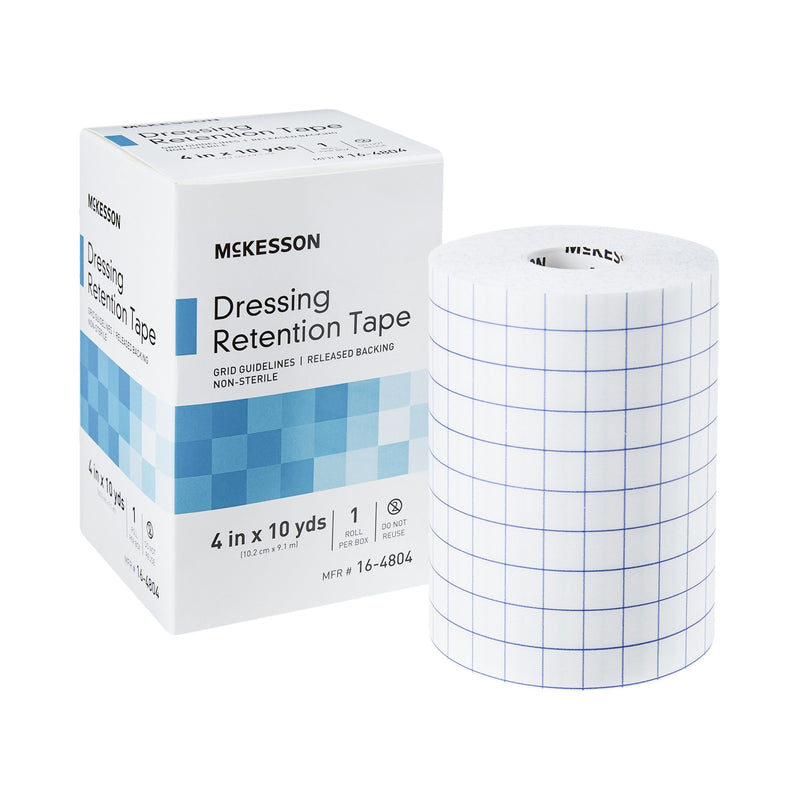 McKesson Nonwoven Fabric / Printed Release Paper Dressing Retention Tape, 4 Inch x 10 Yard, White, McKesson Brand 16-4804, 24 Count