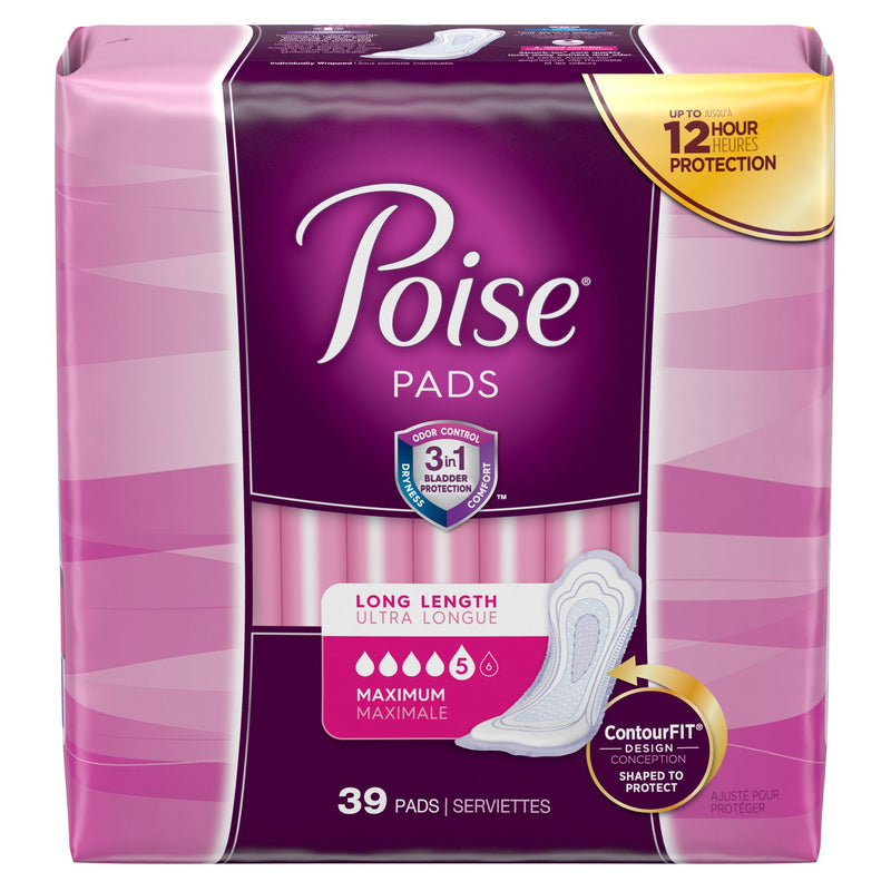 Poise Maximum Bladder Control Pad, 14.6 Inch Length, Kimberly Clark 44561, 78 Count