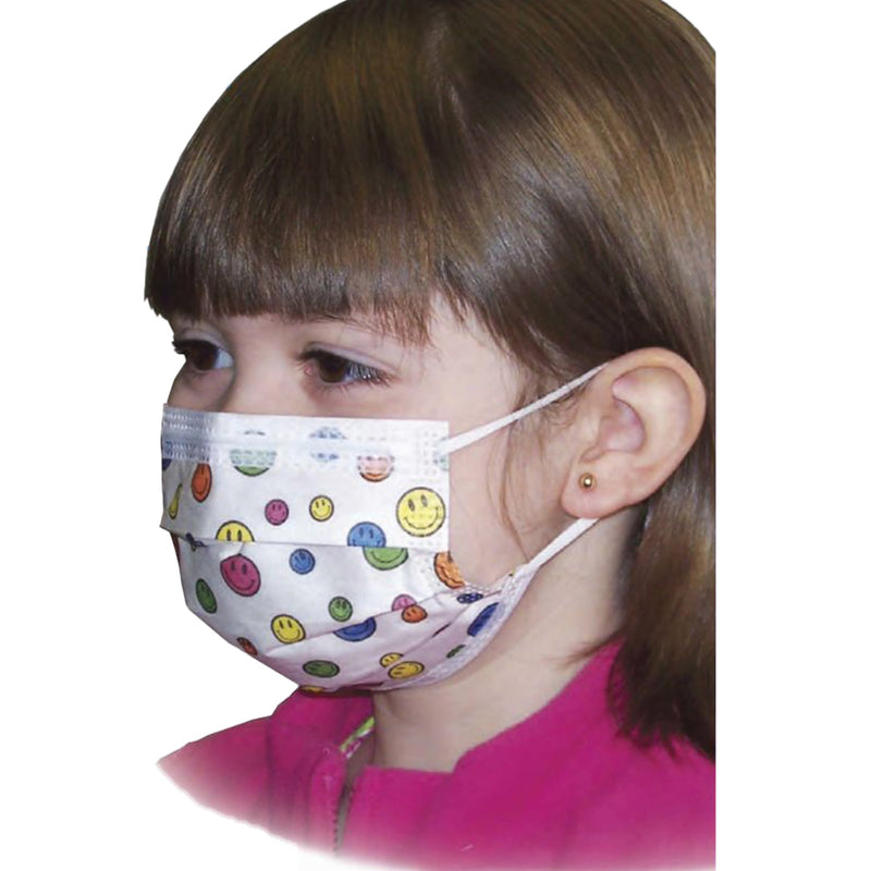 Precept Medical Products Pediatric Procedure Mask, Happy Face Print, Aspen Surgical Products 15150, 750 Count