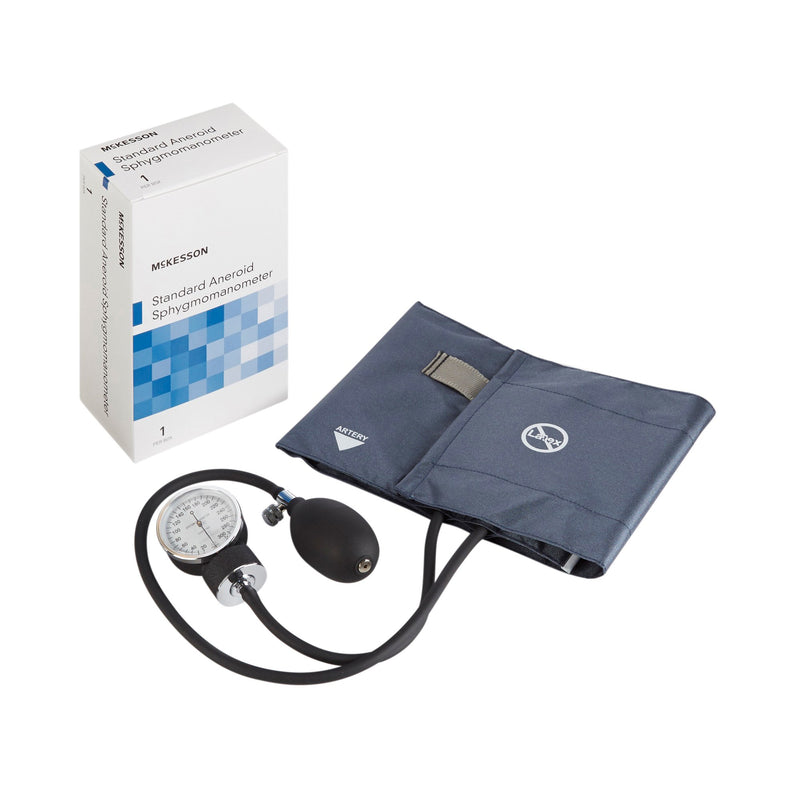 McKesson Aneroid Sphygmomanometer with Cuff, 2-Tube, Pocket-Size, Handheld, Adult Large Cuff, Navy, McKesson Brand 01-775-12XNGM, 20 Count