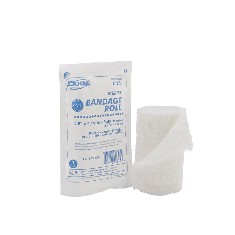 Dukal Sterile Fluff Bandage Roll, 4-1/2 Inch x 4-1/10 Yard, Dukal 645, 1 Count