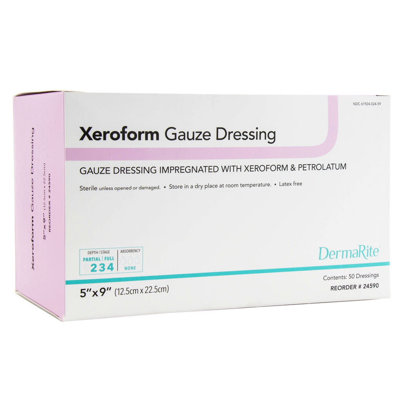 DermaRite Xeroform Impregnated Dressing, 5 x 9 Inch, DermaRite Industries 24590, 1 Count