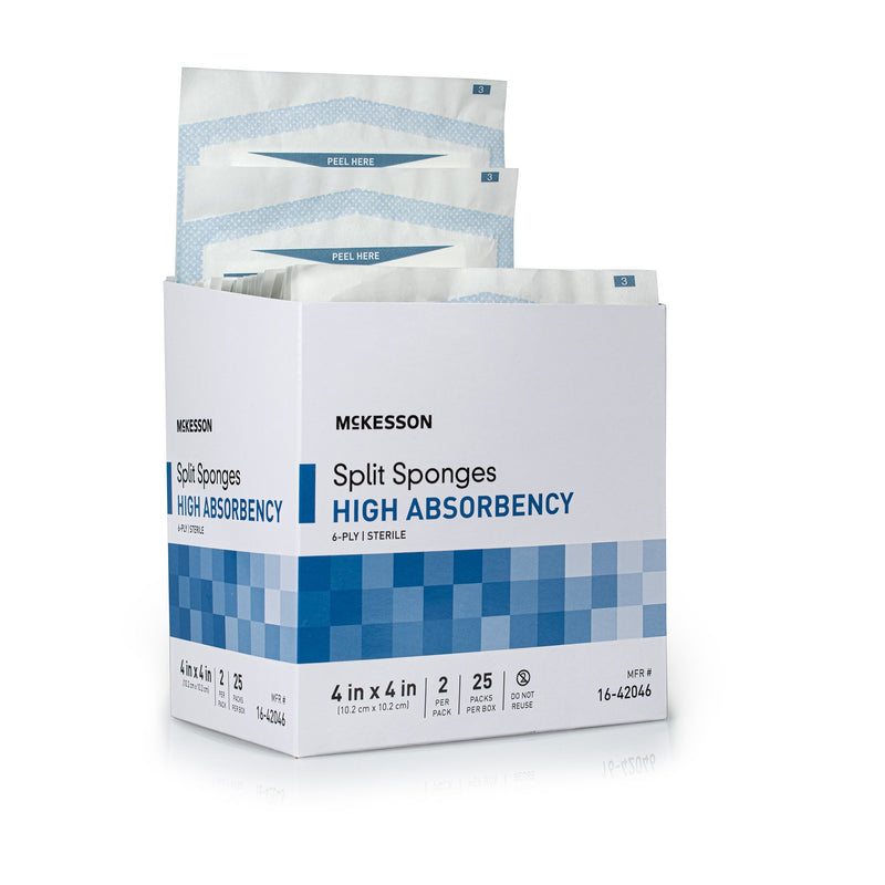 McKesson IV/Drain Split Dressing, 4 x 4 Inch, McKesson Brand 16-42046, 1 Count