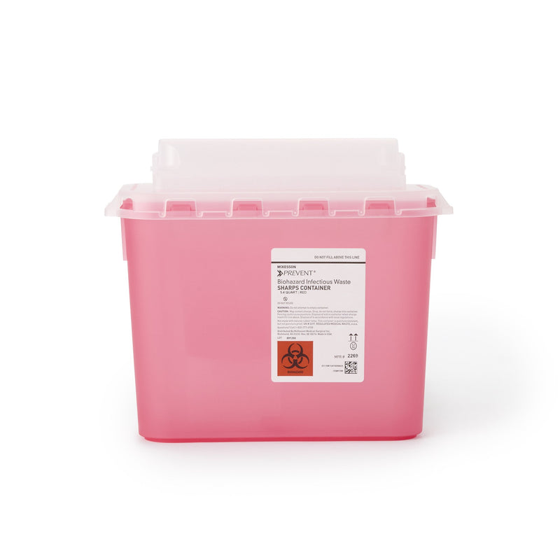 McKesson Prevent 2-Piece Sharps Container, 5.4 Quart, McKesson Brand 2269, 20 Count