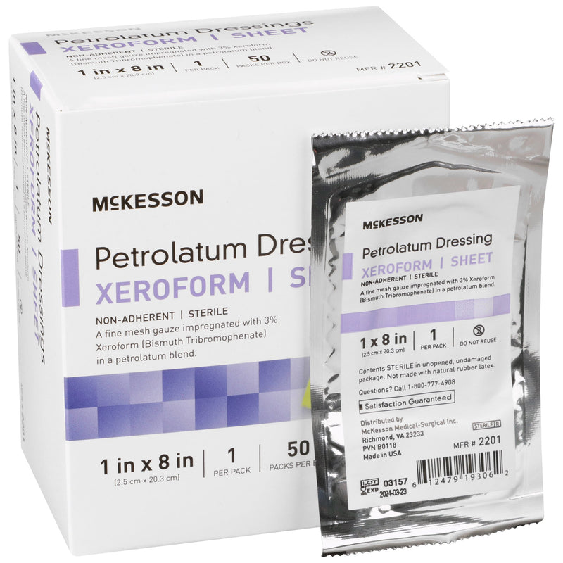 McKesson Xeroform Petrolatum Dressing, 1 x 8 Inch, McKesson Brand 2201, 1 Count